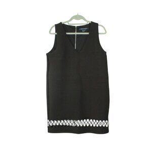 French Connection Black Plunge Midi Formal Cocktail Dress Sz M Quiet Luxury Glam